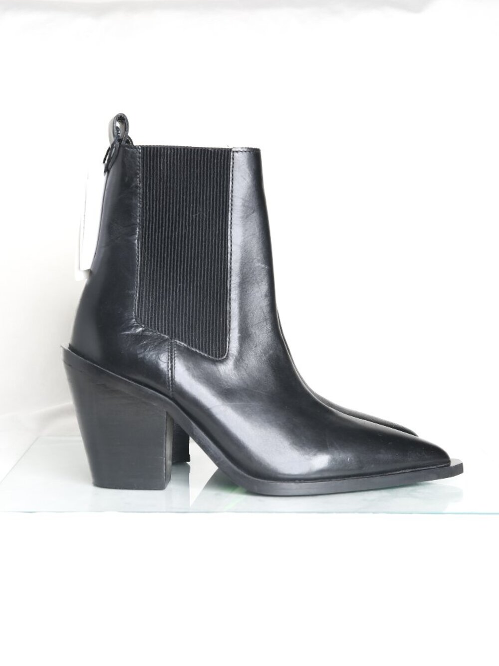 MANGO Tex 100% Leather Block Heel Western Boots - Picture 2 of 14